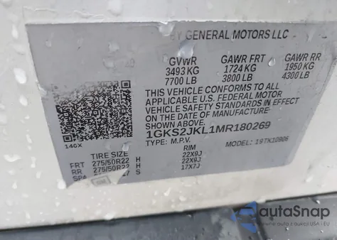 2021 GMC Yukon Xl 4Wd Denali from USA, damaged, VIN 1GKS2JKL1MR180269